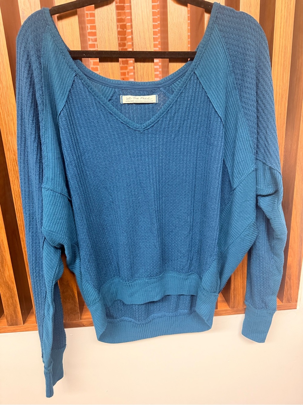 FREE PEOPLE Waffle knit oversized top